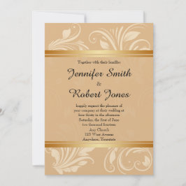 Modern Bronze Floral Wedding Uitnodiging