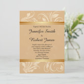 Modern Bronze Floral Wedding Uitnodiging (Staand voorkant)