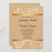 Modern Bronze Floral Wedding Uitnodiging (Voorkant / Achterkant)