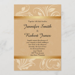 Modern Bronze Floral Wedding Uitnodiging