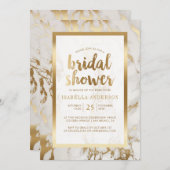 Modern Bronze Foil & Marble Vrijgezellenfeest Kaart (Voorkant / Achterkant)