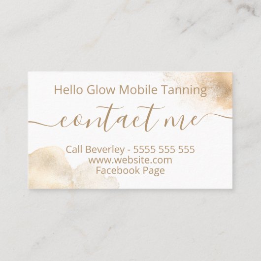 Modern Bronze Ink Mobile Spray Tan Visitekaartje (Achterkant)