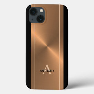 Modern Bronze Metallic Black - Aangepaste Mannen Case-Mate iPhone Case