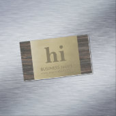Modern Bronze Monogram Wood Textuur Magnetisch Visitekaartje (Voorbeeld)