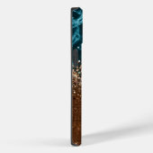 Modern Bronze Turquoise Glitter Marmer monogram Case-Mate iPhone Case (Achterkant / Rechts)
