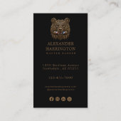 Modern Bronzen Beer Kapperszaak Logo Qr Code Visitekaartje (Achterkant)