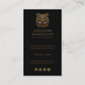 Modern bronzen berenbarberwinkel logo Qr-code Visitekaartje (Achterkant)