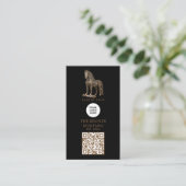 Modern bronzen Mustang kapper winkel logo Qr Code Visitekaartje (Staand voorkant)