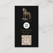 Modern bronzen Mustang kapper winkel logo Qr Code Visitekaartje (Voorkant)