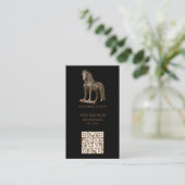 Modern bronzen Mustang kapper winkel logo Qr Code Visitekaartje (Staand voorkant)