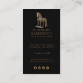 Modern bronzen Mustang kapper winkel logo Qr Code Visitekaartje (Achterkant)