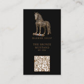 Modern bronzen Mustang kapper winkel logo Qr Code Visitekaartje (Voorkant)