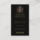 Modern bronzen octopus herenkapper logo Qr-code Visitekaartje (Achterkant)