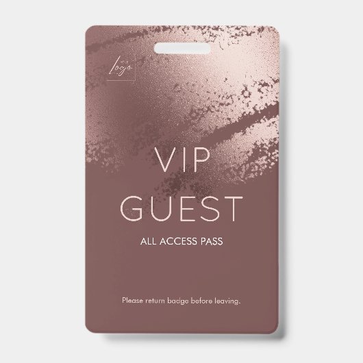 Modern Bronzen Zakelijk Logo VIP Gast Badge (Voorzijde)