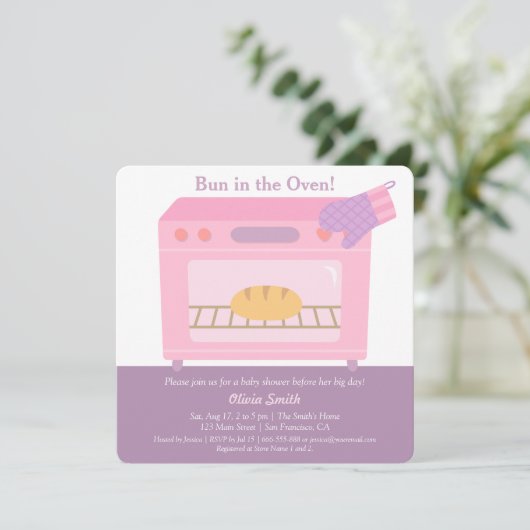 Modern broodje in de oven Baby Shower Uitnodiginge Kaart (Staand voorkant)