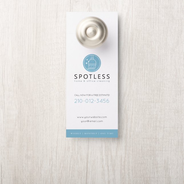 Modern Broom Logo Blue Cleaning Service Deurhanger (Op knop)