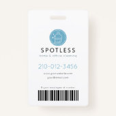 Modern Broom Logo Blue Cleaning Service ID Photo Badge (Achterkant)