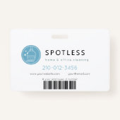 Modern Broom Logo Blue Cleaning Service ID Photo Badge (Achterkant)