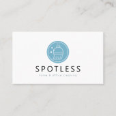 Modern Broom Logo Lichtblauw Schoonmaakservice Mai Visitekaartje (Voorkant)