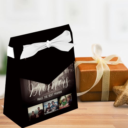 Modern Brother Best Friends Dark Photo Collage Bedankdoosjes