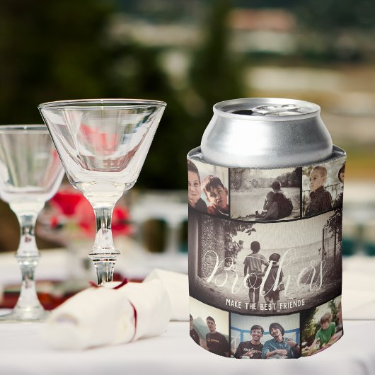 Modern Brother Best Friends Dark Photo Collage Blikjeskoeler