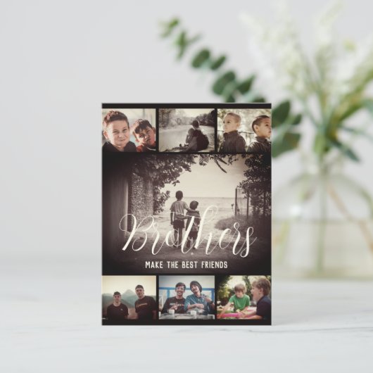 Modern Brother Best Friends Dark Photo Collage Briefkaart (Staand voorkant)