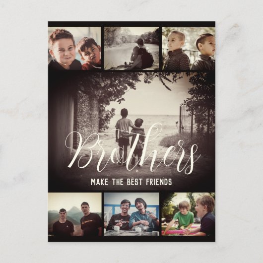 Modern Brother Best Friends Dark Photo Collage Briefkaart (Voorkant)