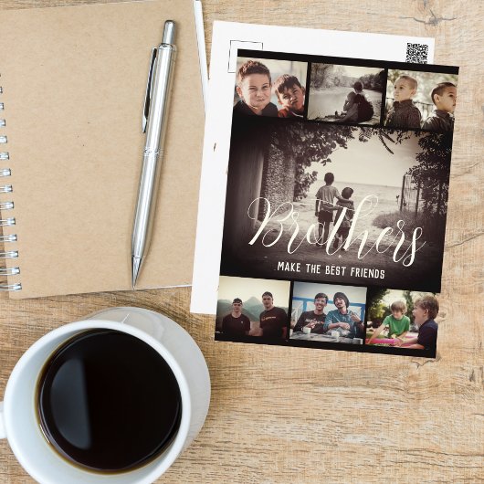 Modern Brother Best Friends Dark Photo Collage Briefkaart
