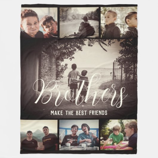 Modern Brother Best Friends Dark Photo Collage Fleece Deken (Voorkant)