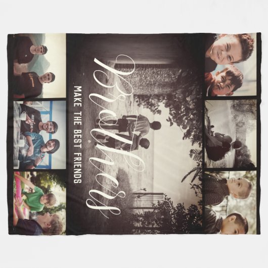 Modern Brother Best Friends Dark Photo Collage Fleece Deken (Voorkant (Horizontaal))