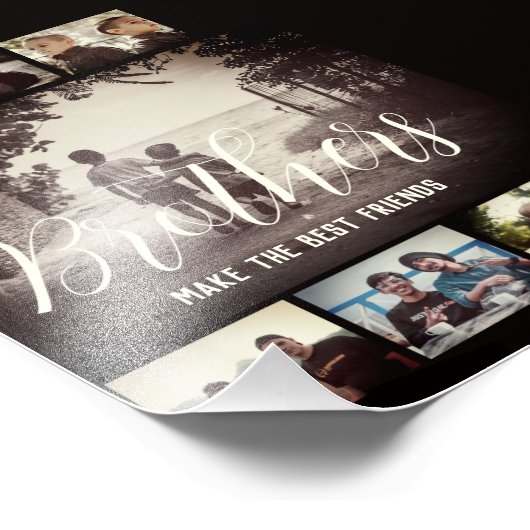 Modern Brother Best Friends Dark Photo Collage Foto Afdruk (Hoek)
