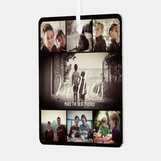 Modern Brother Best Friends Dark Photo Collage Metalen Ornament (Voorkant links)