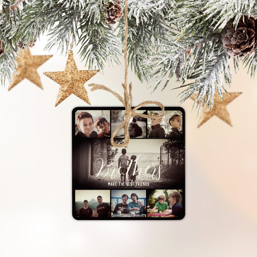 Modern Brother Best Friends Dark Photo Collage Metalen Ornament