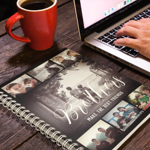 Modern Brother Best Friends Dark Photo Collage Notitieboek