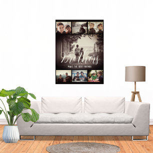 Modern Brother Best Friends Dark Photo Collage Perfect Poster