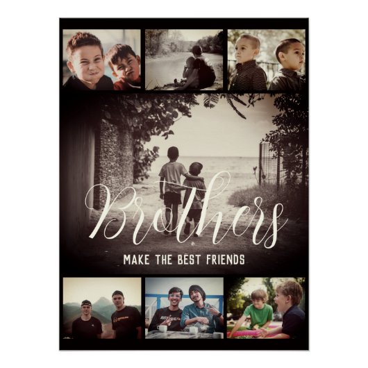 Modern Brother Best Friends Dark Photo Collage Perfect Poster (Voorkant)