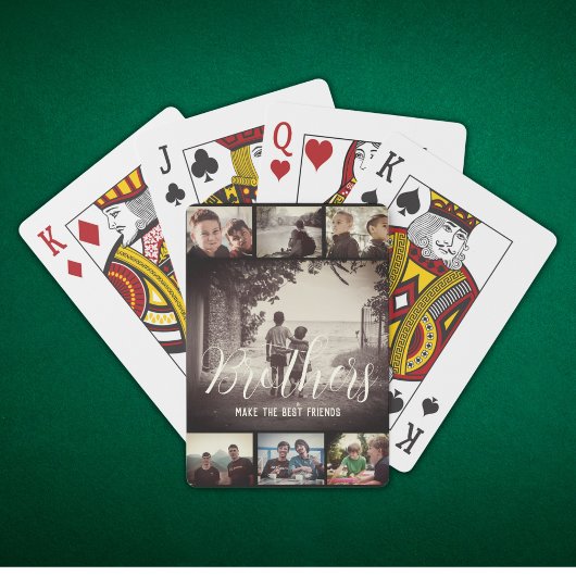 Modern Brother Best Friends Dark Photo Collage Pokerkaarten