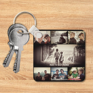 Modern Brother Best Friends Dark Photo Collage Sleutelhanger