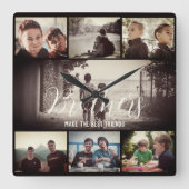 Modern Brother Best Friends Dark Photo Collage Vierkante Klok (Voorkant)
