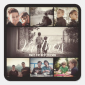 Modern Brother Best Friends Dark Photo Collage Vierkante Sticker (Voorkant)