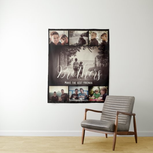 Modern Brother Best Friends Dark Photo Collage Wandkleed (In situ)
