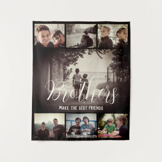 Modern Brother Best Friends Dark Photo Collage Wandkleed (Voorkant)