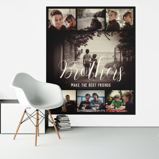 Modern Brother Best Friends Dark Photo Collage Wandkleed
