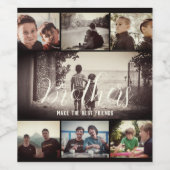 Modern Brother Best Friends Dark Photo Collage Wijn Etiket (Enkel label)