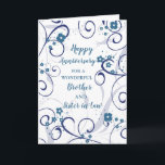 Modern Brother en Zuster in Law Jubileum Kaart<br><div class="desc">Gelukkige huwelijksjubileumkaart voor broer en schoonzus met modern blauw bloemen en wervelingen ontwerp,  en oprechte vers.</div>