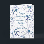 Modern Brother en Zuster in Law Jubileum Kaart<br><div class="desc">Gelukkige huwelijksjubileumkaart voor broer en schoonzus met modern blauw bloemen en wervelingen ontwerp,  en oprechte vers.</div>