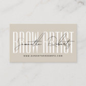 Modern brow artist script typography beige klantenkaartje (Voorkant)