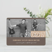 Modern Brown 2 Photo Block Simple Graduparty Kaart (Staand voorkant)