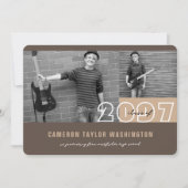 Modern Brown 2 Photo Block Simple Graduparty Kaart (Voorkant)