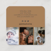 Modern Brown 4 Foto's Gold Glitter Monogram Vierkante Visitekaartje (Achterkant)